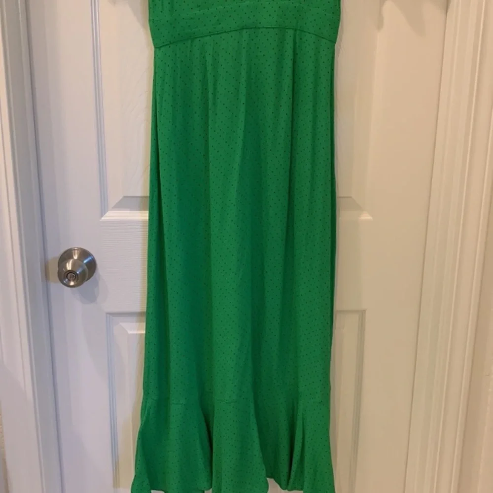Whistles Kelly Green Micro Spot Polka Dot Modest Midi Dress Size 2 - Picture 6 of 12
